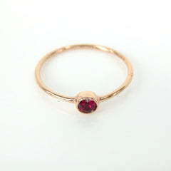 0.14 cts Bezel-Set Solitaire Ruby Ring - 18K Rose Gold