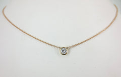 Round Diamond Solitaire Bezel Set Pendant Necklace - 0.15cts