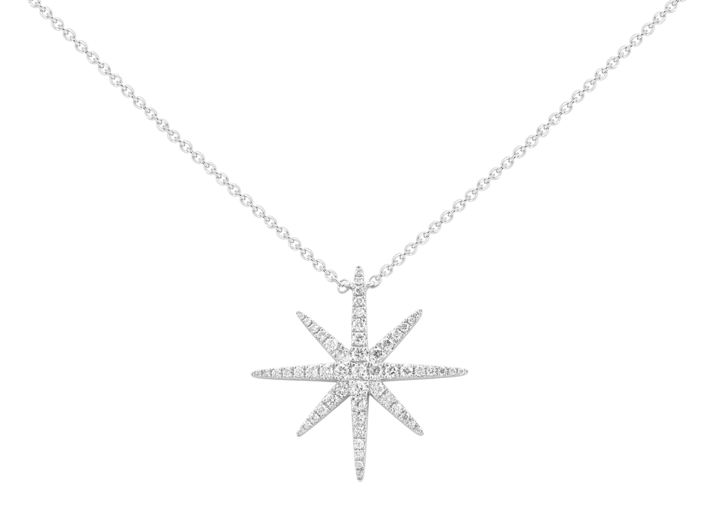 18K Gold Natural Diamond Starburst Necklace