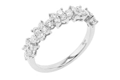 Natural Diamond Floral Half-Eternity Band - 18K White Gold