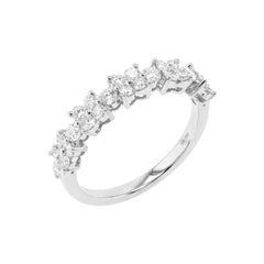 Natural Diamond Floral Half-Eternity Band - 18K White Gold