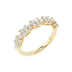 Natural Diamond Floral Half-Eternity Band - 18K White Gold