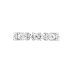 Natural Diamond Floral Half-Eternity Band - 18K White Gold
