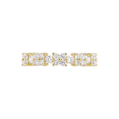 Natural Diamond Floral Half-Eternity Band - 18K White Gold