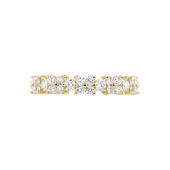 Natural Diamond Floral Half-Eternity Band - 18K Yellow Gold