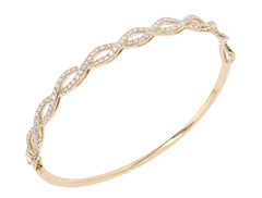 18K Rose Gold Natural Diamond Infinity Hinged Bangle Bracelet / Oval Shaped Diamond Bangle