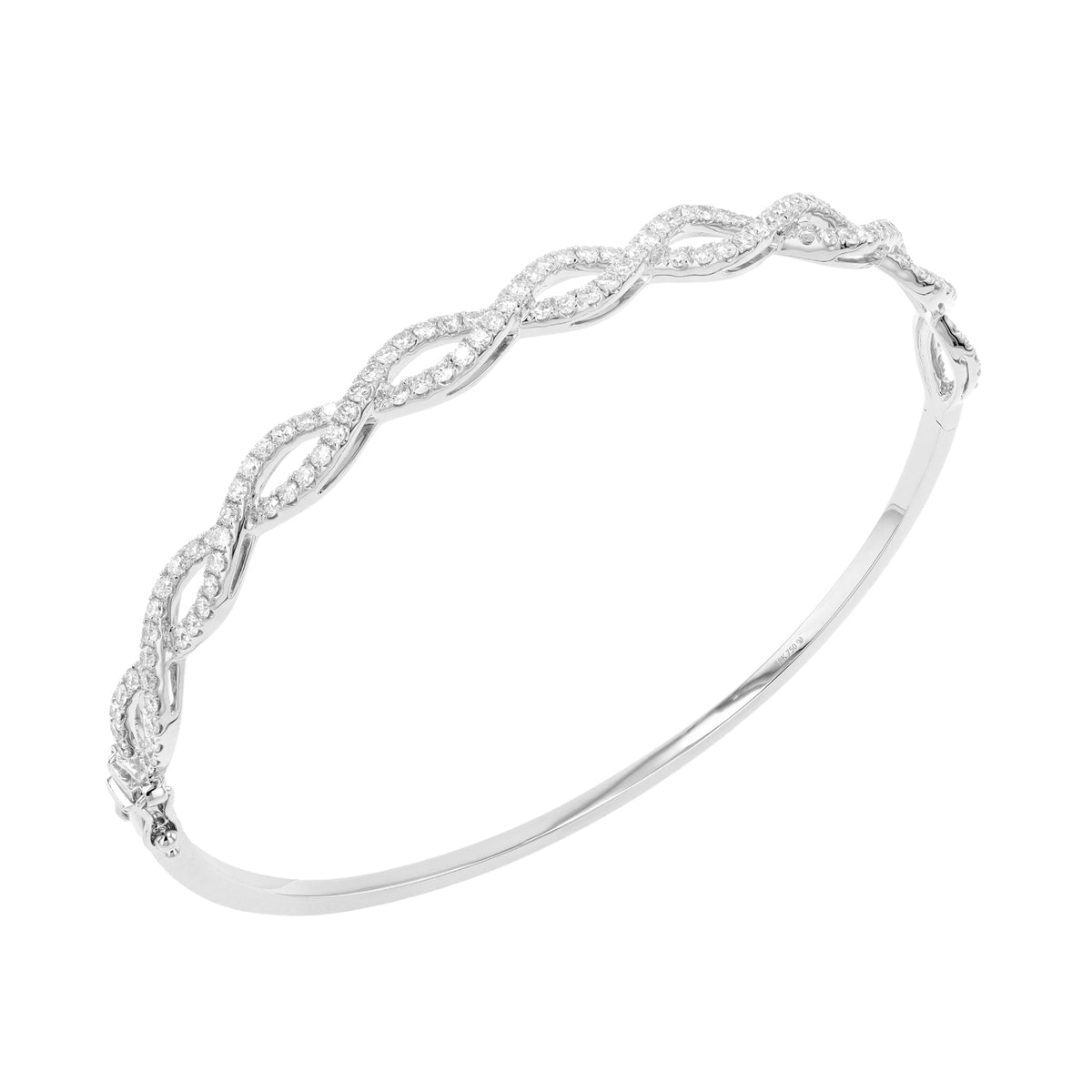 18K White Gold Interlocking Infinity Diamond Bangle Bracelet (Natural Diamonds)