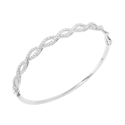 18K White Gold Interlocking Infinity Diamond Bangle Bracelet (Natural Diamonds)
