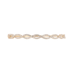 18K White Gold Natural Diamond Infinity Hinged Bangle Bracelet / Oval Shaped Diamond Bangle