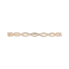 18K Yellow Gold Natural Diamond Infinity Hinged Bangle Bracelet / Oval Shaped Diamond Bangle