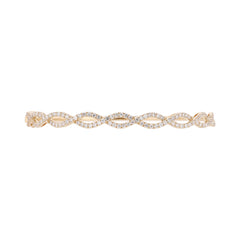 18K Rose Gold Natural Diamond Infinity Hinged Bangle Bracelet / Oval Shaped Diamond Bangle