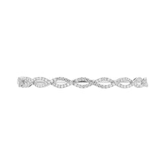 18K Yellow Gold Natural Diamond Infinity Hinged Bangle Bracelet / Oval Shaped Diamond Bangle