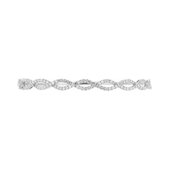18K Rose Gold Natural Diamond Infinity Hinged Bangle Bracelet / Oval Shaped Diamond Bangle