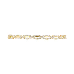 18K Yellow Gold Natural Diamond Infinity Hinged Bangle Bracelet / Oval Shaped Diamond Bangle