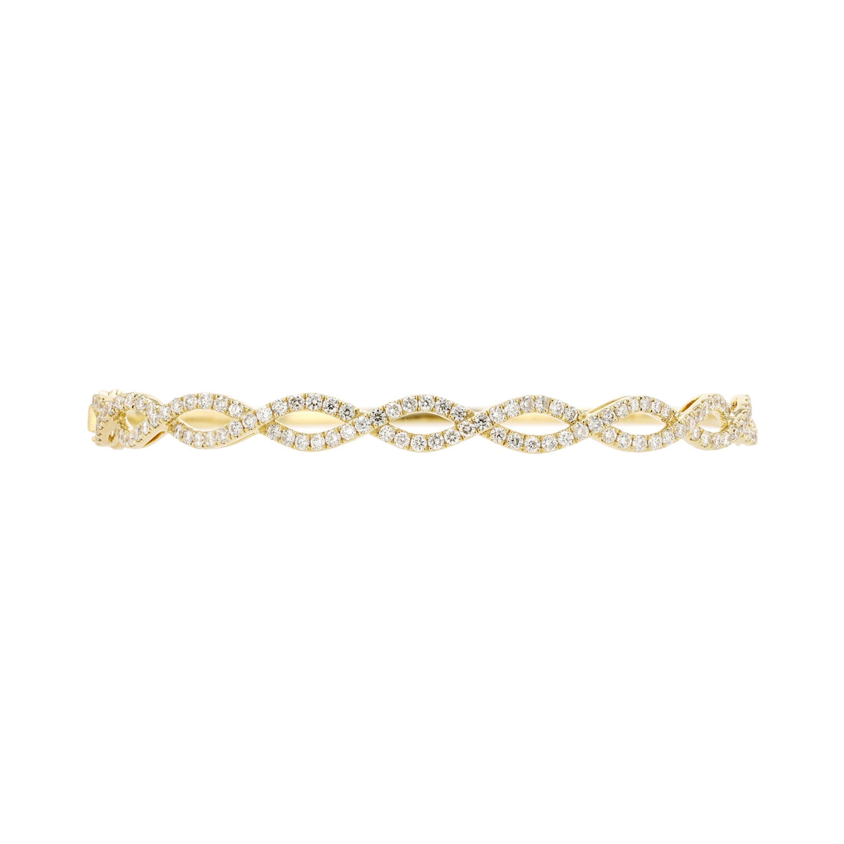 18K White Gold Interlocking Infinity Diamond Bangle Bracelet (Natural Diamonds)