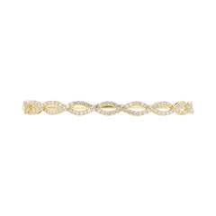 18K White Gold Natural Diamond Infinity Hinged Bangle Bracelet / Oval Shaped Diamond Bangle