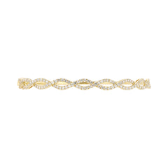 18K Rose Gold Natural Diamond Infinity Hinged Bangle Bracelet / Oval Shaped Diamond Bangle