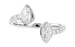 Pear & Marquise shape Diamonds Open Bypass Band Ring - 18K Gold
