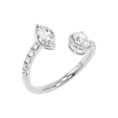 Oval & Marquise shape Diamonds Open Bypass Band Ring - 18K Yellow Gold