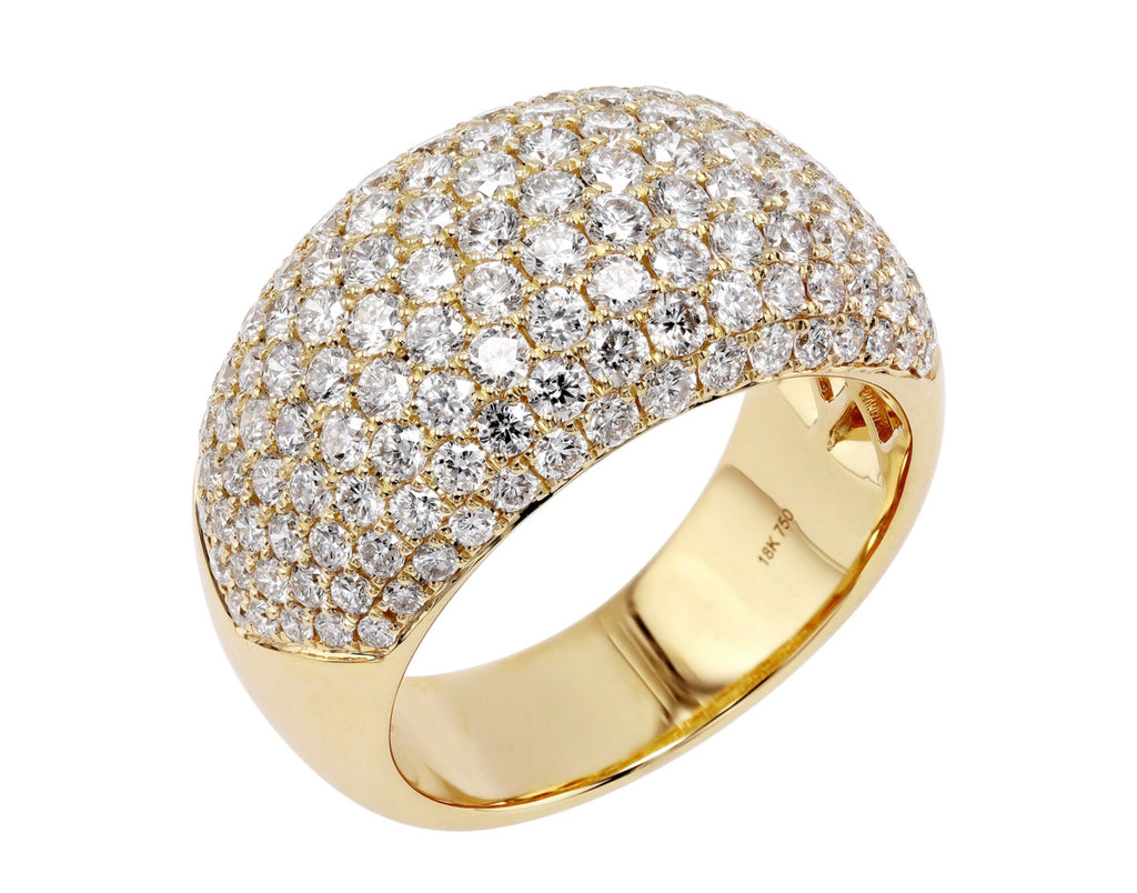 2.50cts Natural Pavé Dome Diamond Ring -18K Yellow Gold