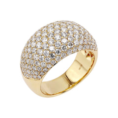 2.50cts Natural Pavé Dome Diamond Ring -18K Yellow Gold