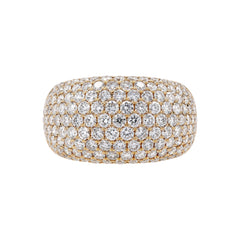 2.50cts Natural Pavé Dome Diamond Ring -18K Yellow Gold