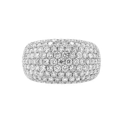 2.50cts Natural Pavé Dome Diamond Ring -18K White Gold