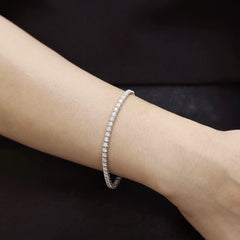 3.15cts Natural Diamond Tennis Bracelet - 18K White Gold