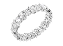 Natural Oval and Emerald Cut Alternating Diamond Eternity Band - 18K White Gold