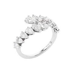 Unique Natural Pear-shape Diamond Open Bypass Eternity Band Ring - 18K White Gold