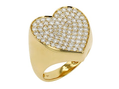 Large Pavé Diamond Heart Signet Ring