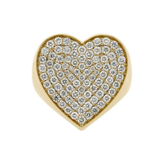 Large Pavé Diamond Heart Signet Ring