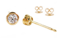 14K Yellow Gold Round-Cut Solitaire Diamond Stud Earrings - 0.22 ctw