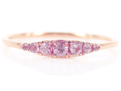 Seven Stones Graduated Light Pink Sapphire Ring - 18K Rose Gold