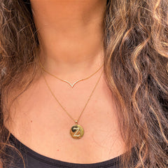 18K Gold Diamond Pavé Chevron Necklace - Pendant