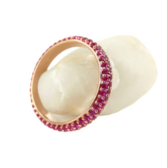 Micro Pavé Ruby 3 Row Dome Eternity Band - 18K Rose Gold