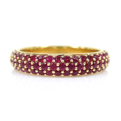 Micro Pavé Ruby 3 Row Dome Eternity Band - 18K Rose Gold