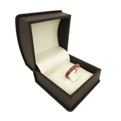 Three Row Dome Micro Pavé Ruby Eternity Band - 18K Yellow Gold