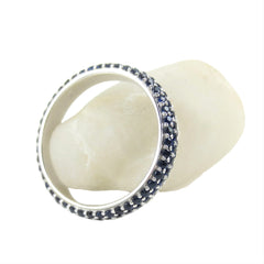 Three Row Dome Pavé Blue Sapphires Eternity Band -18K White Gold