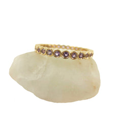 18K Yellow Gold Amethyst Bezel-set Bubble Eternity Band - 2.2mm
