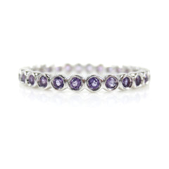 18K White Gold Amethyst Bezel-set Bubble Eternity Band - 2.2mm