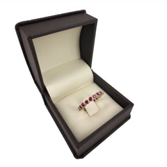 18K Yellow Gold Ruby Milgrain Bezel set Eternity Band - 3.2mm