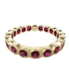 18K Yellow Gold Ruby Milgrain Bezel set Eternity Band - 3.2mm