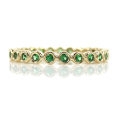 2.2mm Bezel Set Round Tsavorite Eternity Band in 14k Yellow Gold
