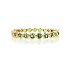 2.2mm Bezel Set Round Tsavorite Eternity Band in 14k Yellow Gold