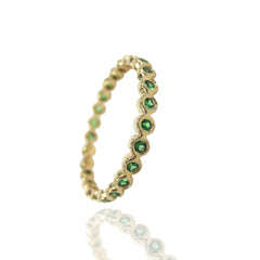 2.2mm Bezel Set Round Tsavorite Eternity Band in 14k Yellow Gold