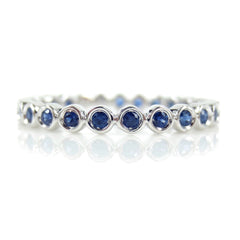 18K White Gold Sapphire Bezel-set Eternity Band - 2.2mm