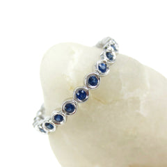 18K White Gold Sapphire Bezel-set Eternity Band - 2.2mm