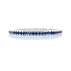 18K White Gold Dainty Blue Sapphire Eternity Band