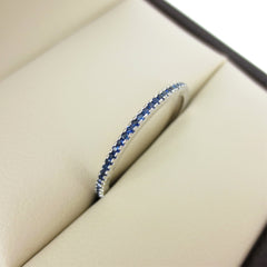 18K White Gold Dainty Blue Sapphire Eternity Band